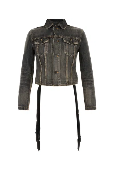 Balenciaga Black Denim Jacket In Gray