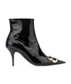 Balenciaga Black Leather Square Knife Ankle Boots In Black
