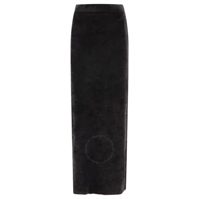 Balenciaga Ladies Black Velvet-effect High-waisted Skirt
