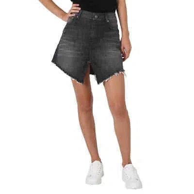 Pre-owned Balenciaga Ladies Cotton Denim Cut-up Mini Skirt, Brand Size 36 (us Size 6) In Black