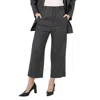 Balenciaga Ladies Grey Pinstripe Pattern Cropped Tailored Pants In Grey