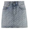 Balenciaga Denim Mini Skirt With Logos In Blue