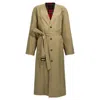Balenciaga Check Lining Oversize Trench Coat In Beige