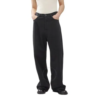 Balenciaga Ladies Peach Pitch Black Wide-leg Baggy Jeans In Orange/black