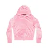 Balenciaga Ladies Pink Bb Paris Strass Zip-up Hoodie In Pink