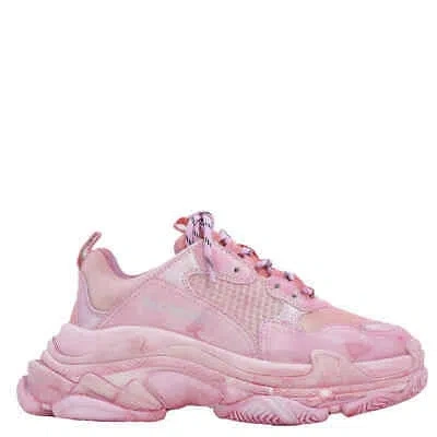 Pre-owned Balenciaga Ladies Pink Logo Type Triple S Sneakers, Brand Size 37 ( Us Size 7 )
