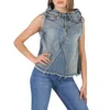 BALENCIAGA BALENCIAGA LADIES TRUE BLUE SLEEVELESS DENIM ASYMMETRICAL TOP