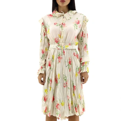 Balenciaga Off-shoulder Crinkle-effect Floral-jacquard Dress In Multi