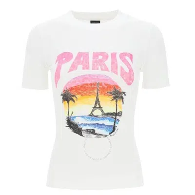 BALENCIAGA BALENCIAGA LADIES WHITE/PINK FITTED T-SHIRT