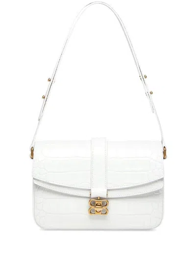 Balenciaga Lady Small Leather Shoulder Bag In White