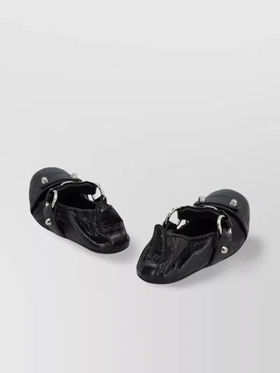 BALENCIAGA LAMB LEATHER BALLET FLATS WITH BUCKLE ACCENTS