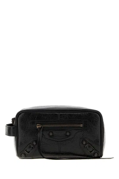 Balenciaga Lamb Leather Travel Wallet In Black