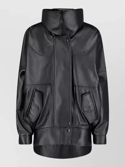 Balenciaga Lamb Leather Oversized Coat In Black