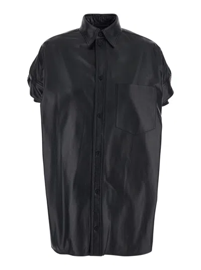 Balenciaga Lamb Leather Shirt In Black