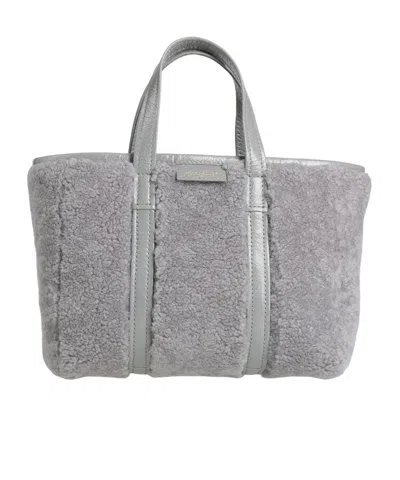 Balenciaga Lamb Wool Handbag In Gray