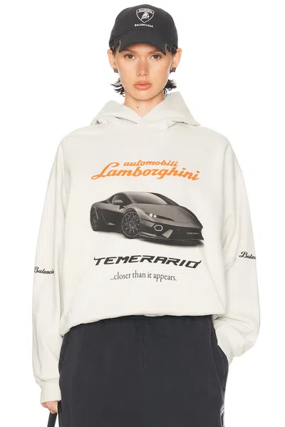 Balenciaga Lamborghini Medium Fit Hoodie In White