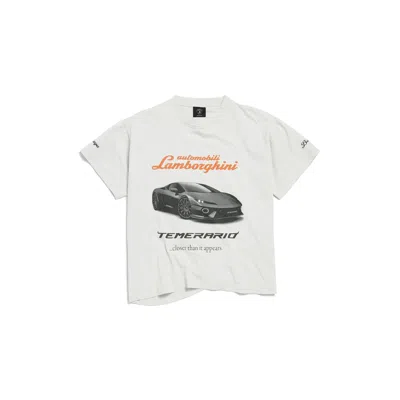 Balenciaga Lamborghini Oversized Printed Cotton-jersey T-shirt In White