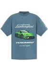 Balenciaga Lamborghini Oversized Printed Cotton-jersey T-shirt In Blue