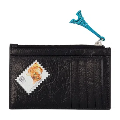 Balenciaga Lambskin Card Case In Black