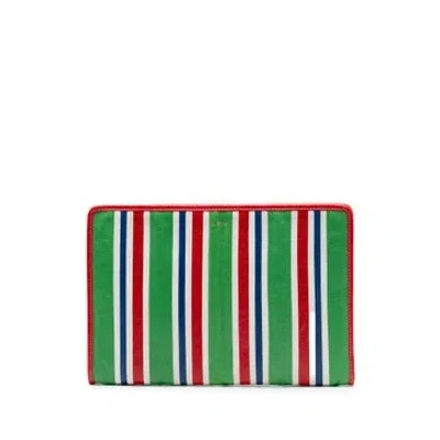 Pre-owned Balenciaga Lambskin Lambskin Bazar Clutch In Green
