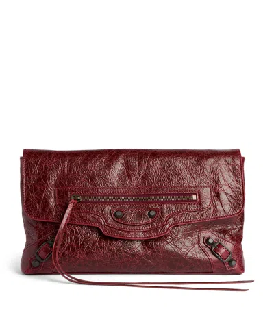 Balenciaga Lambskin Le City Clutch Bag In Burgundy