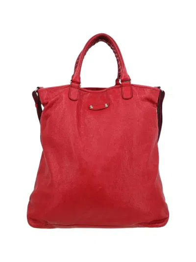 Balenciaga Lambskin Tote Bag In Red