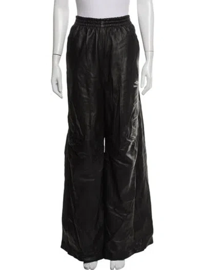 Pre-owned Balenciaga Lambskin Wide Leg Pants In Black