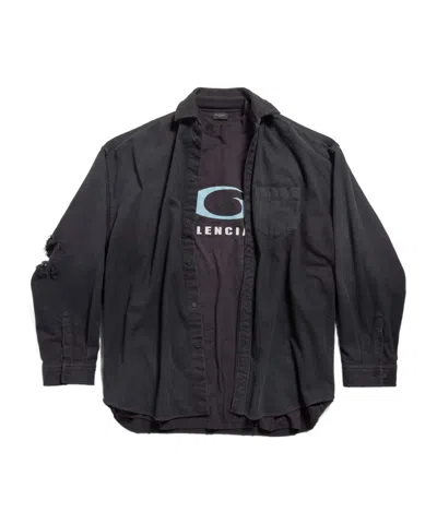 Balenciaga Laminated Shirt In Black