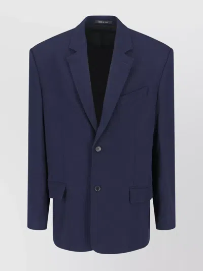 Balenciaga Lapel Buttoned Pockets Front Single-breasted In Blue