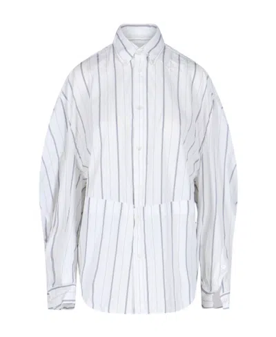 Balenciaga Lapel Long-sleeved Striped Shirt
