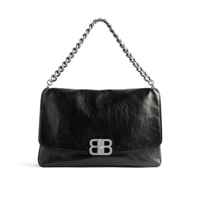 Balenciaga Large Bb Soft Shoulder Bag In Black