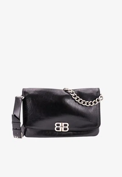 Balenciaga Large Bb Soft Shoulder Bag In Black