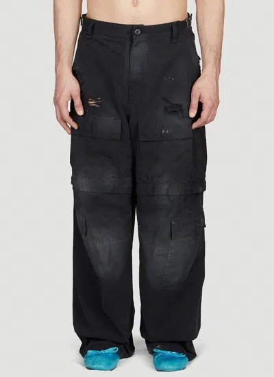 Balenciaga Detachable-legs Ripstop Cargo Trousers In Black