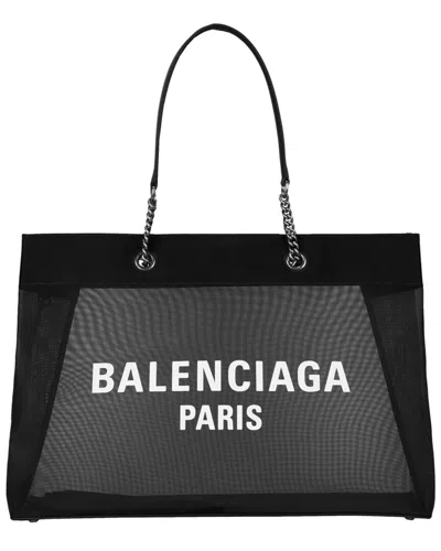 Balenciaga Large Duty Free Mesh & Leather Tote In Purple