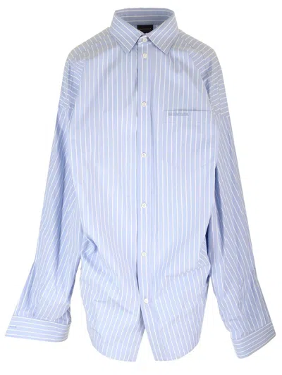 Balenciaga Large Fit Asymmetric Shirt Shirts Light Blue In Sky Blue White