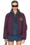 Balenciaga Embroidered Logo Bomber Jacket In Purple