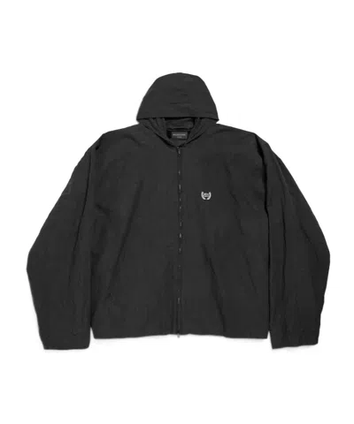 Balenciaga Large Fit Hooded Jacket In Black