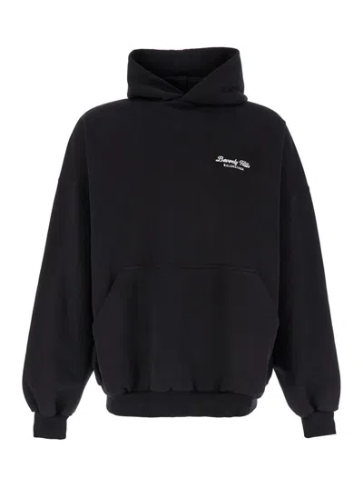 Balenciaga Large Fit Hoodie Beverly Hills In Black