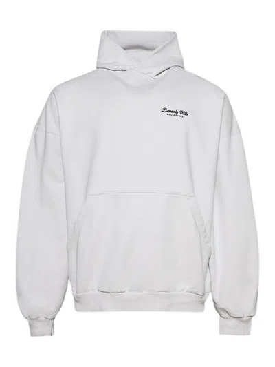 Balenciaga Large Fit Hoodie In Cream