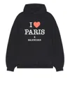 Balenciaga Large Fit Graphic Hoodie In Faded Washed Black