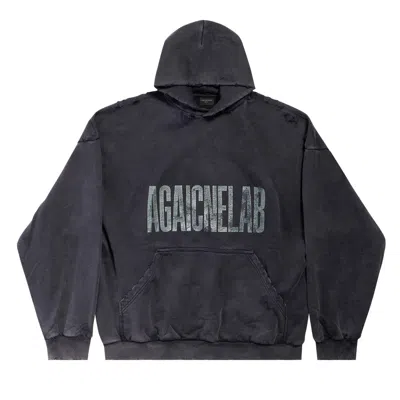 Pre-owned Balenciaga Large Fit Hoodie 'washed Black/anthracite'