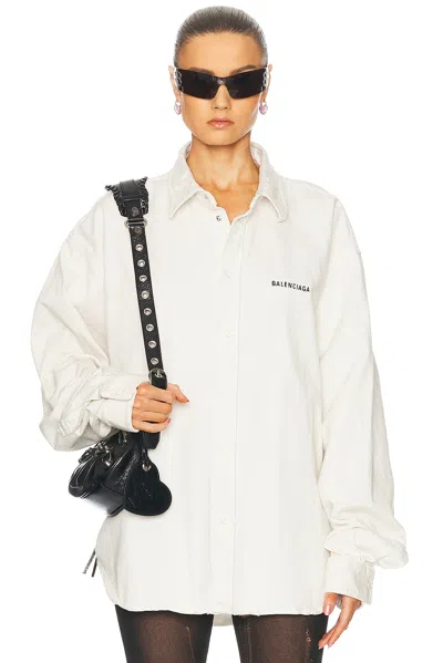 Balenciaga Large Fit Long Sleeve Shirt In White