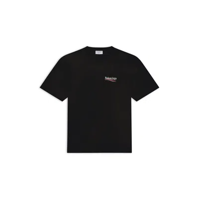 Balenciaga Political Campaign Logo Printed Crewneck T-shirt In Black