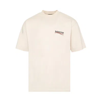 Pre-owned Balenciaga Large Fit T-shirt 'light Beige/white' In Tan
