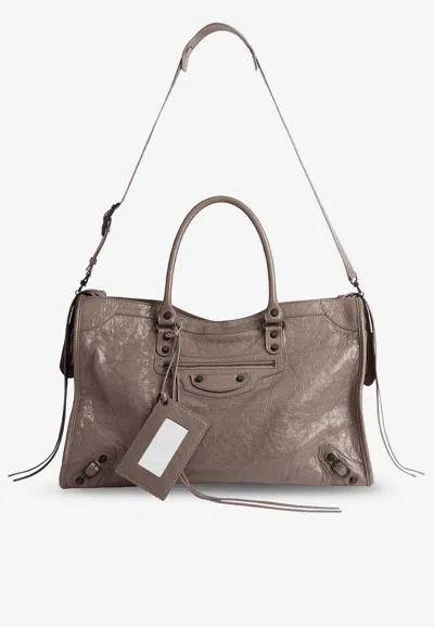 Balenciaga Large Le City Nappa Leather Handbag In Brown