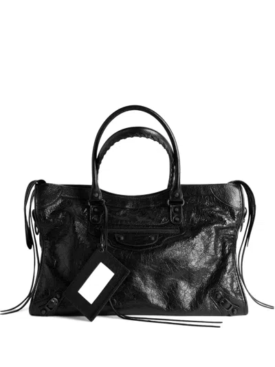 Balenciaga Le City Stud-embellished Large Tote Bag In Black