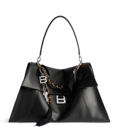 Balenciaga Large Hourglass Soft Tote Bag In Black