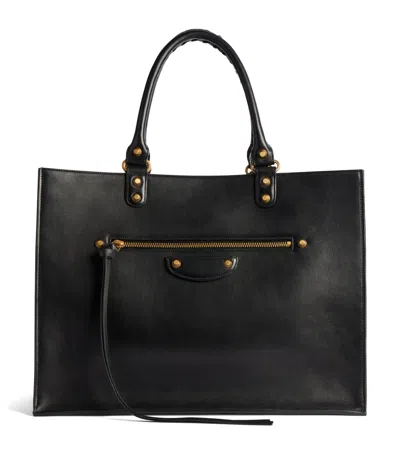 Balenciaga Large Leather Le City Tote Bag In Grey