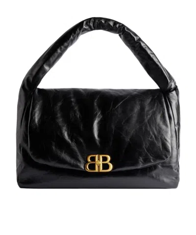 Balenciaga Large Monaco Shoulder Bag In Black