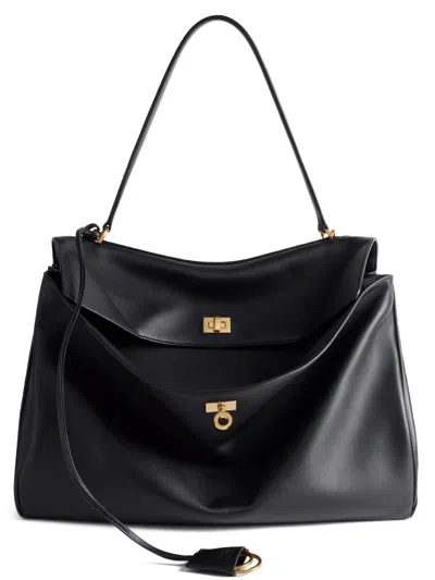Balenciaga Rodeo Large Leather Satchel Bag In Black